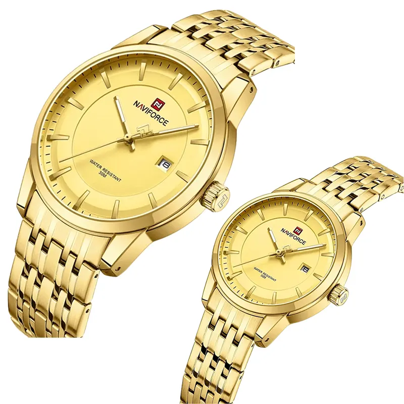 Naviforce Gold-tone Casual Couple Watch-  NF9228